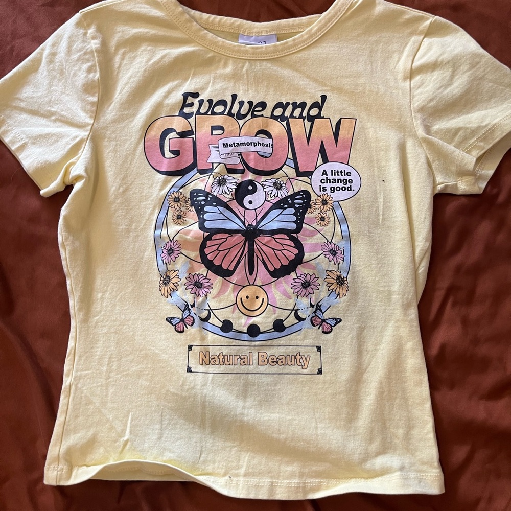 Evolve and Grow crop top Butterfly hippie design